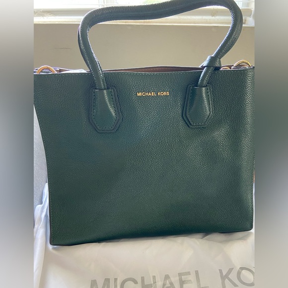 Michael Kors Forest Green Pebbled Leather Handbag - Picture 1 of 13